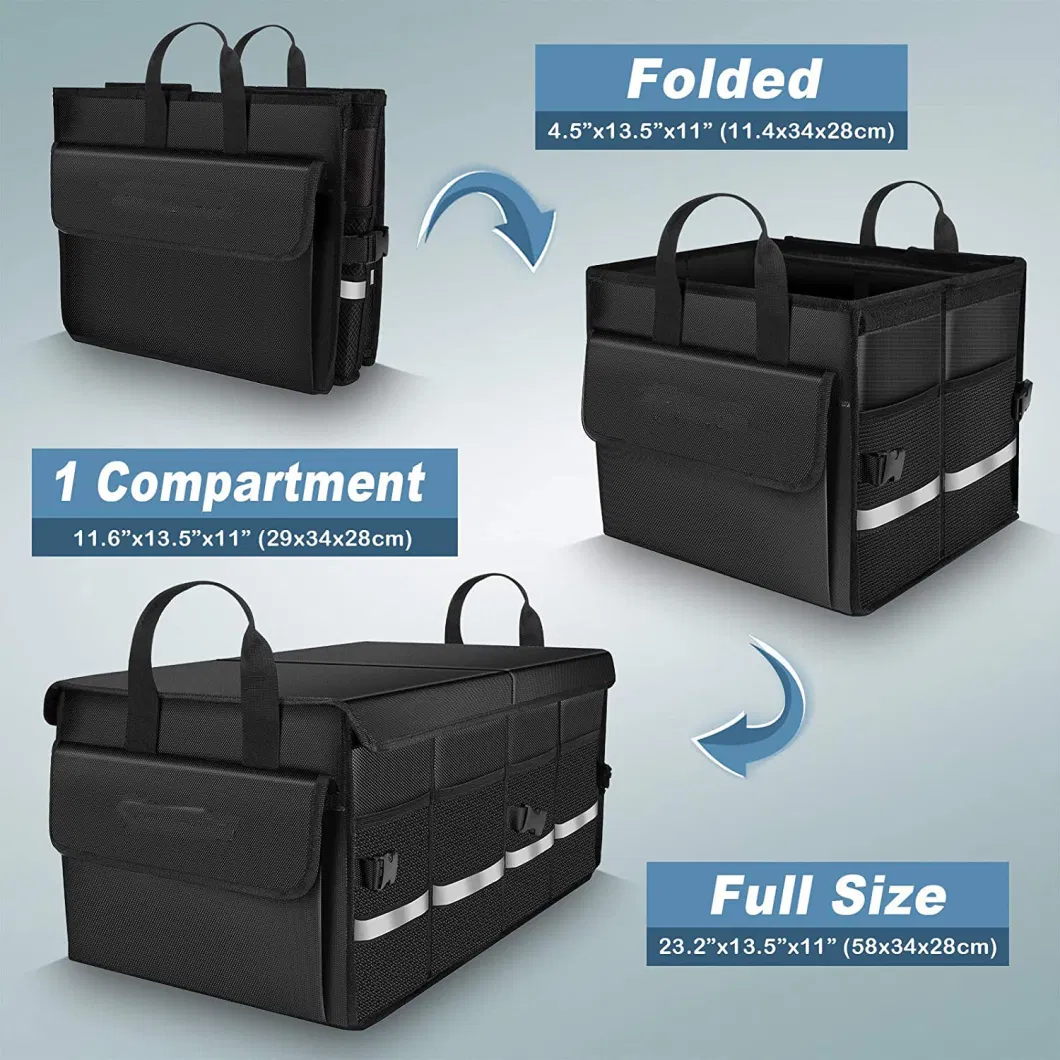 Collapsible Car Trunk Storage Organizer with Lid