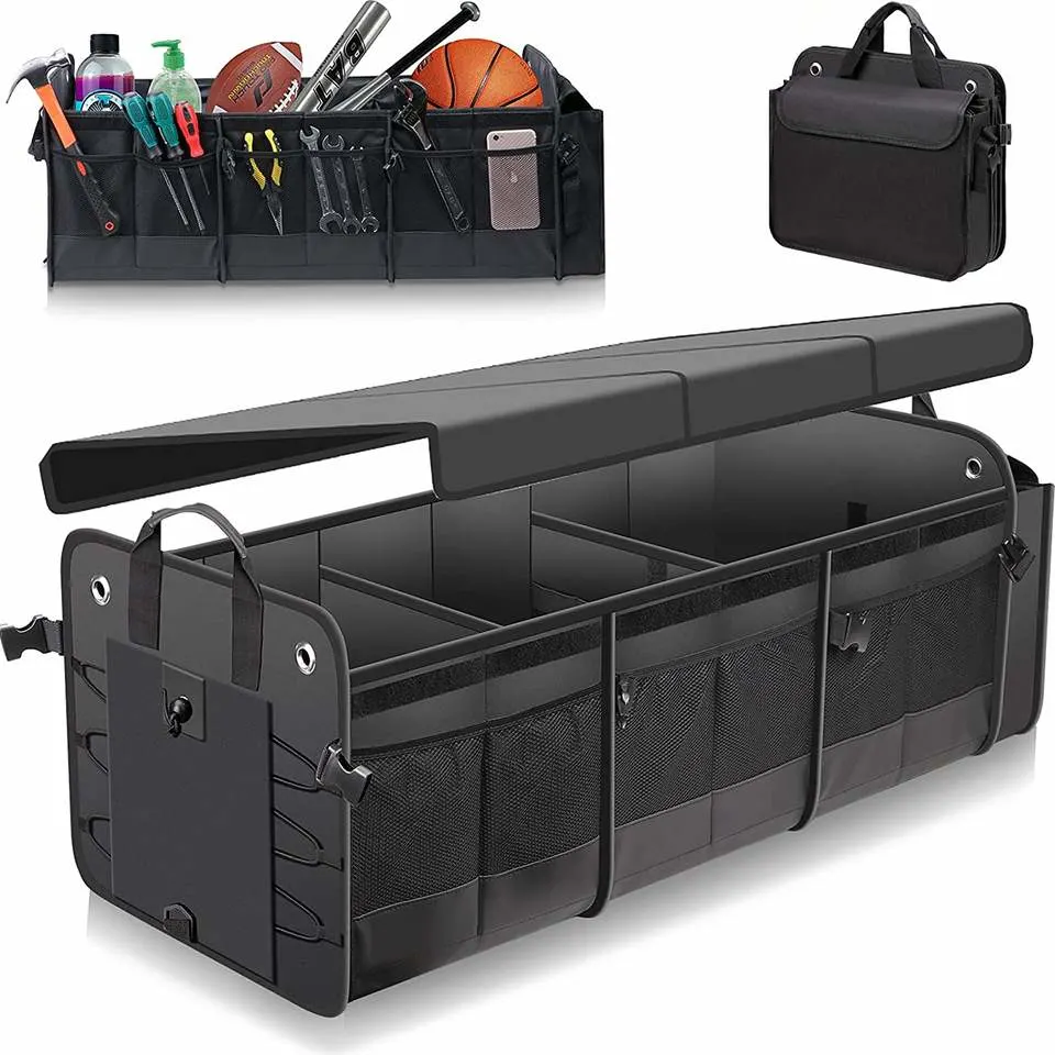 Dandelion Large Car Trunk Organizer with Removable Cooler Bag, Non Slip Bottom Cargo Storage Suitable for Any Car, SUV, Truck