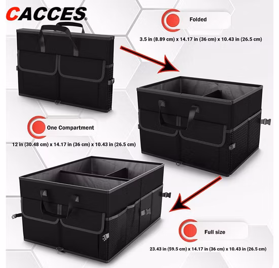 Organizador de armazenamento de inicialização de carro Caixa de armazenamento de inicialização resistente dobrável organizador de armazenamento de porta-malas com vários compartimentos à prova d'água Organizador de porta-malas portátil para carros