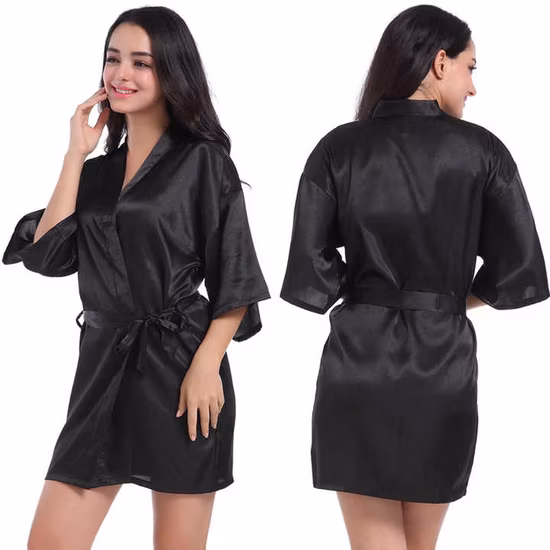Camisola de manga comprida para dama de honra, vestido de casamento, cor sólida, cetim, seda