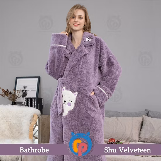 Make in China Hot Terry Cosy Plus Size Roxo Robe para Senhoras