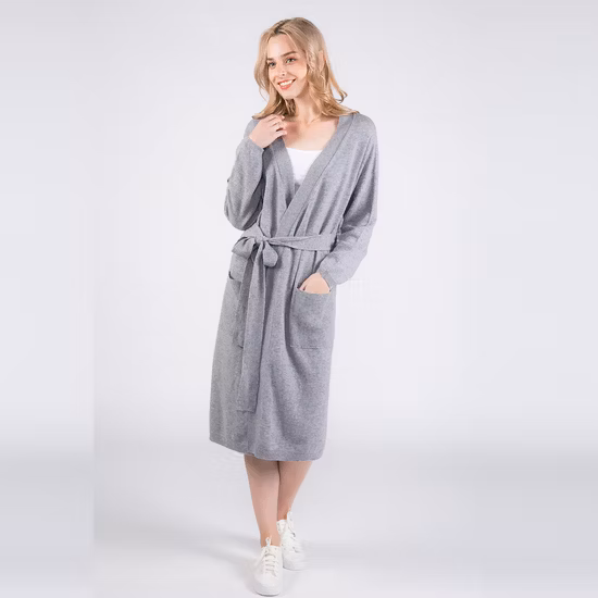 Aurora 100% Royal Cashmere Night Robe Senhoras Moda Malha Cashmere Lazer Robe
