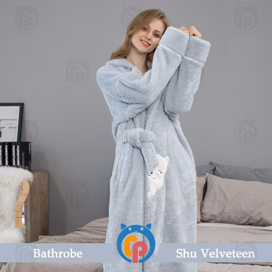2022 Wholease Cute Kitty Fuzzy Soft House Girl Robe para o inverno